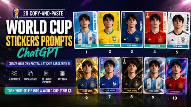 World Cup Stickers Prompts ChatGPT: 20 Copy-and-Paste Ideas for AI Football Cards