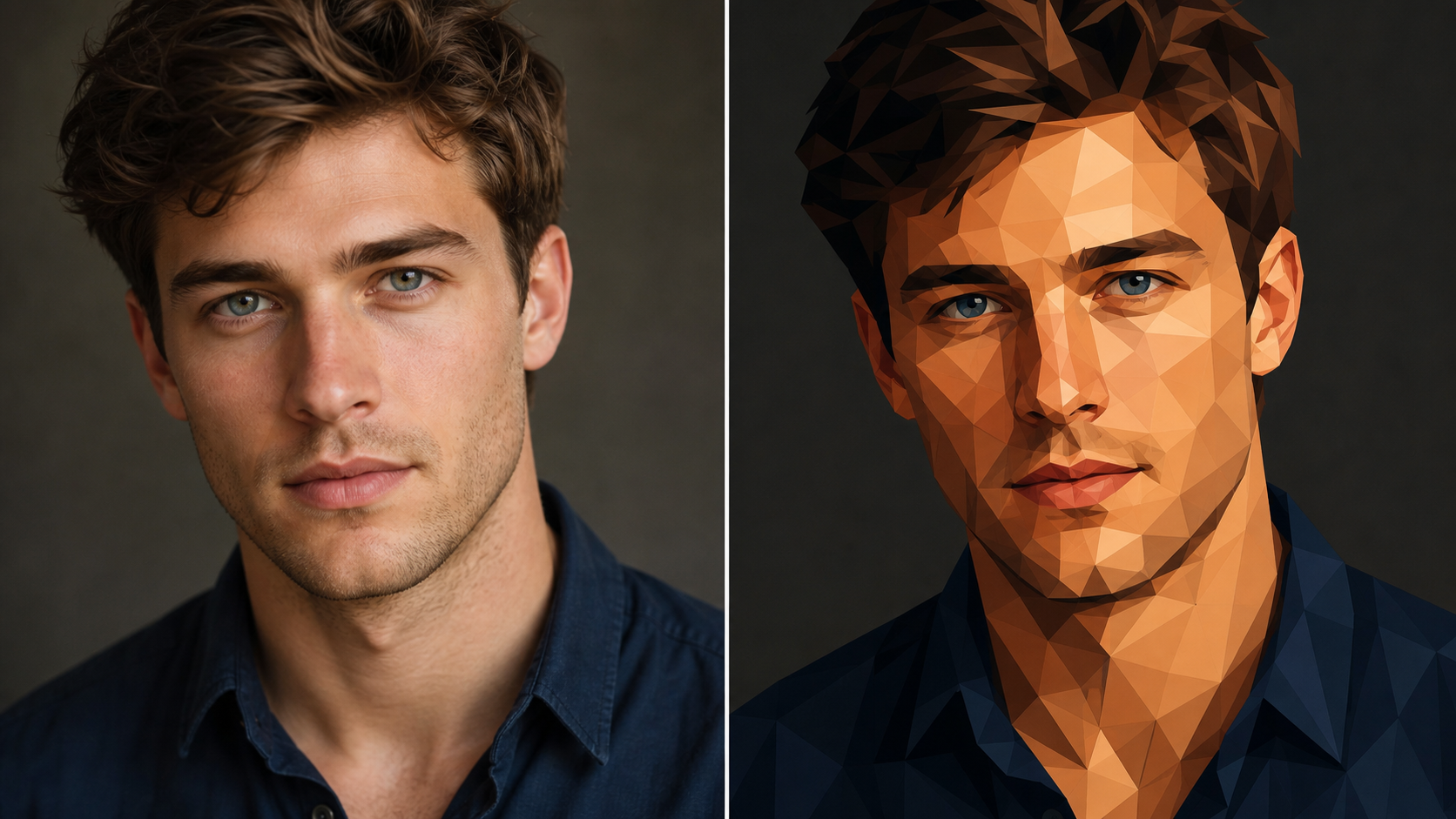 AI Geometric Face Effect for Recognizable Portraits