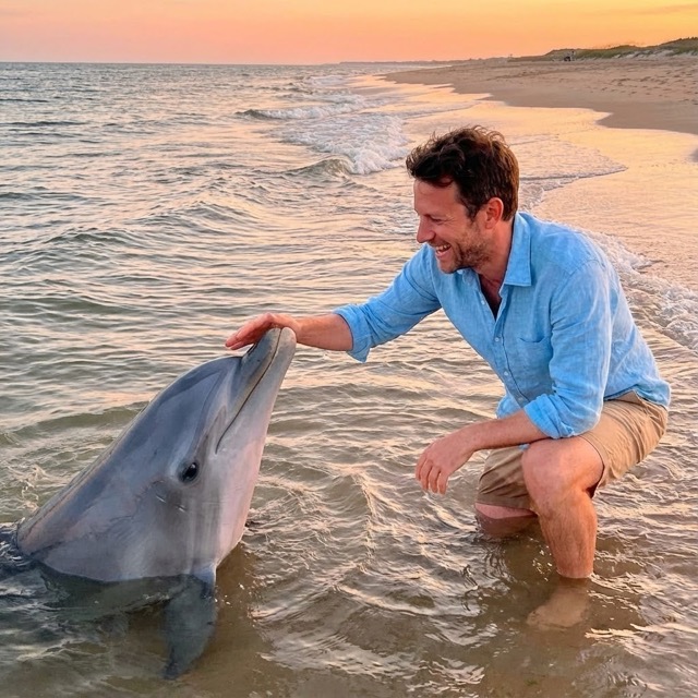 Beach Interaction with Dolphin