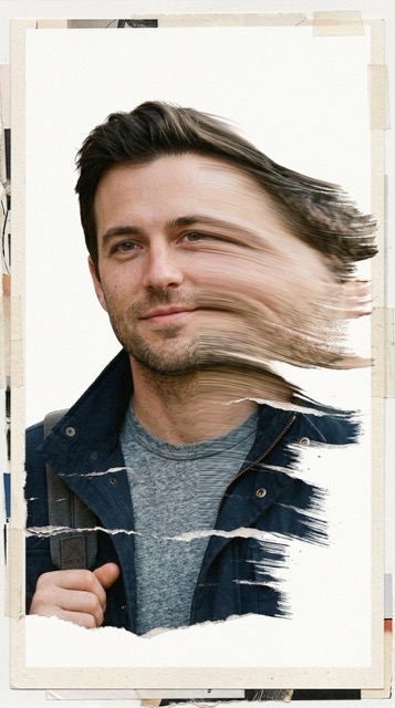 Surreal Mixed-Media Glitch Portrait