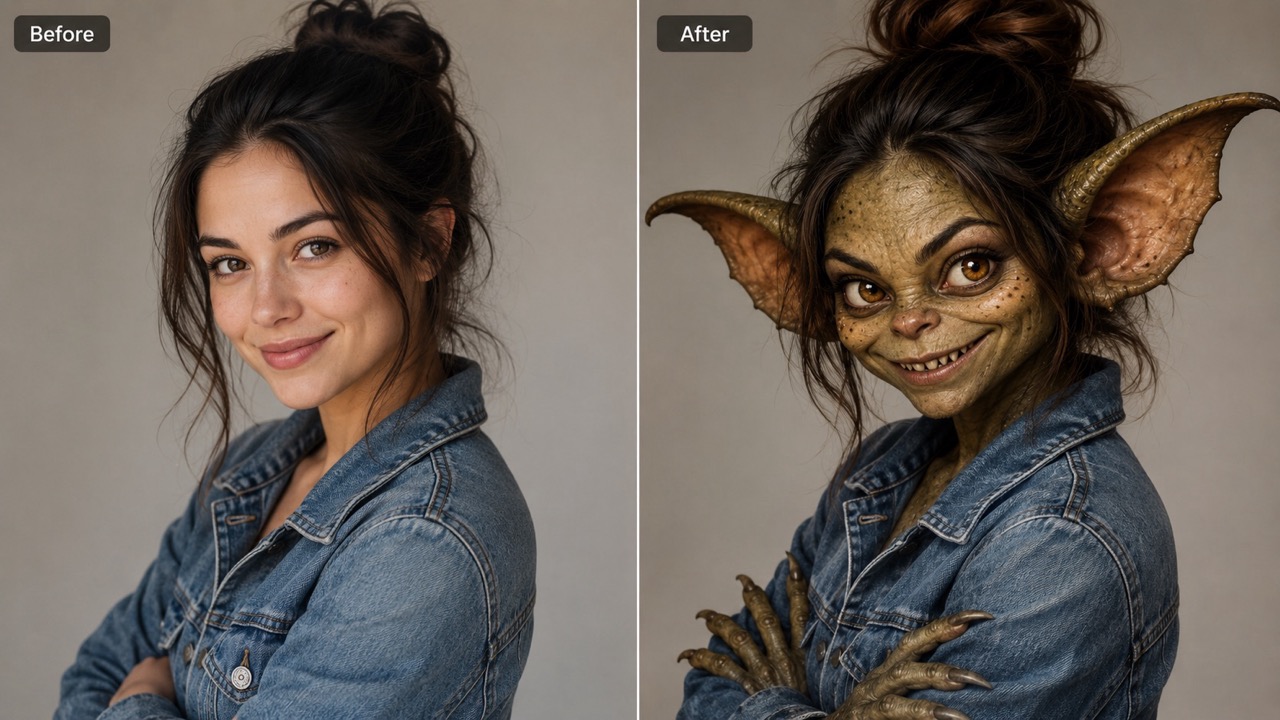 Transform a Person, Pet, or Object into a Gremlin