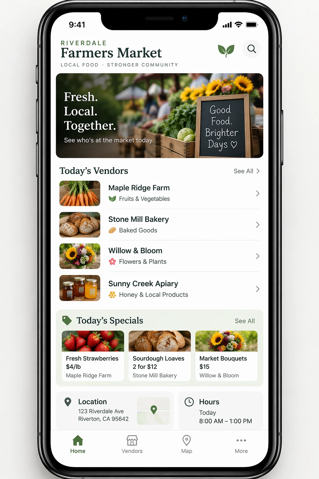 Local Farmers Market Mobile UI