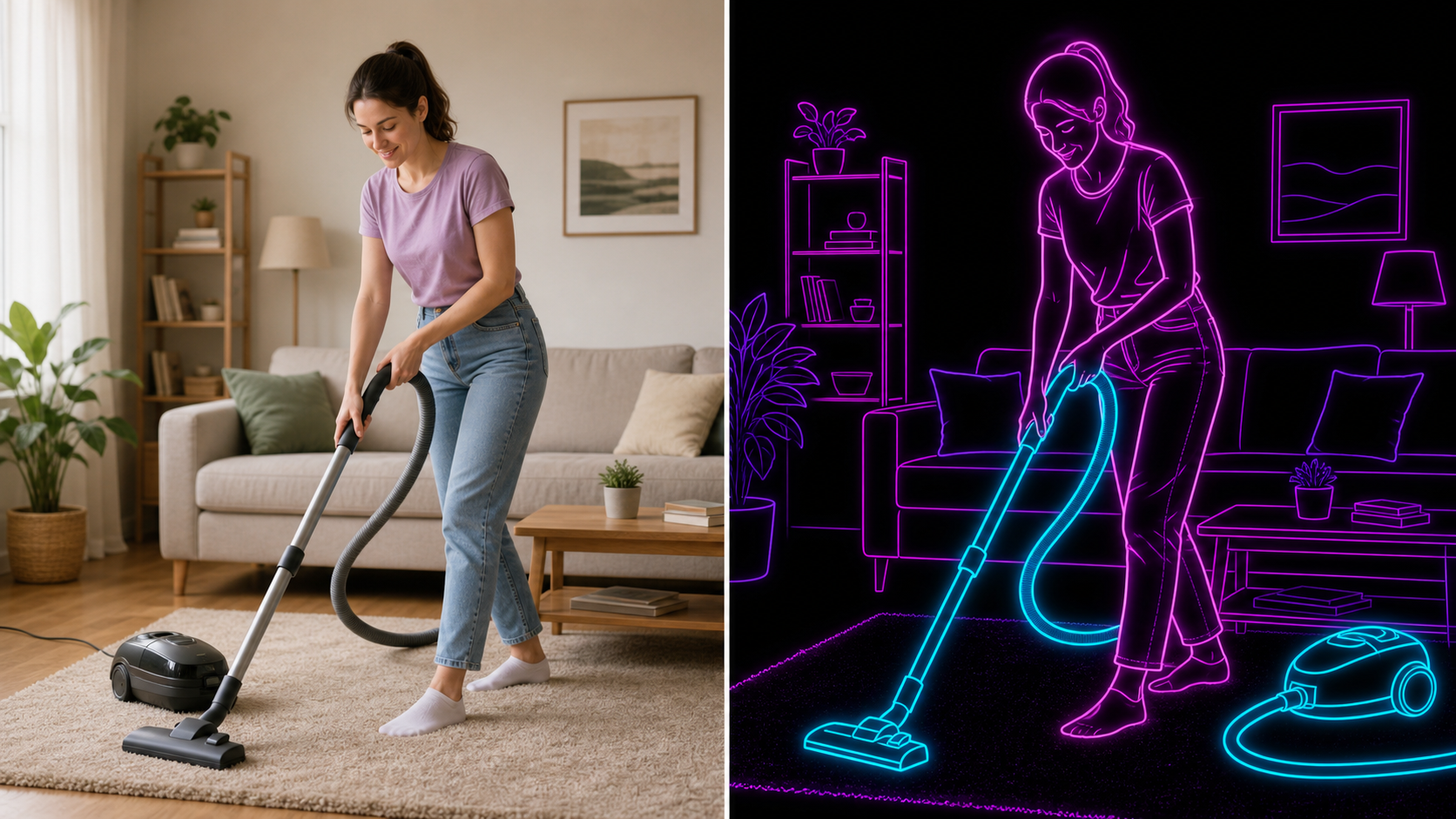 AI Neon Line Art Generator for Everyday Scenes