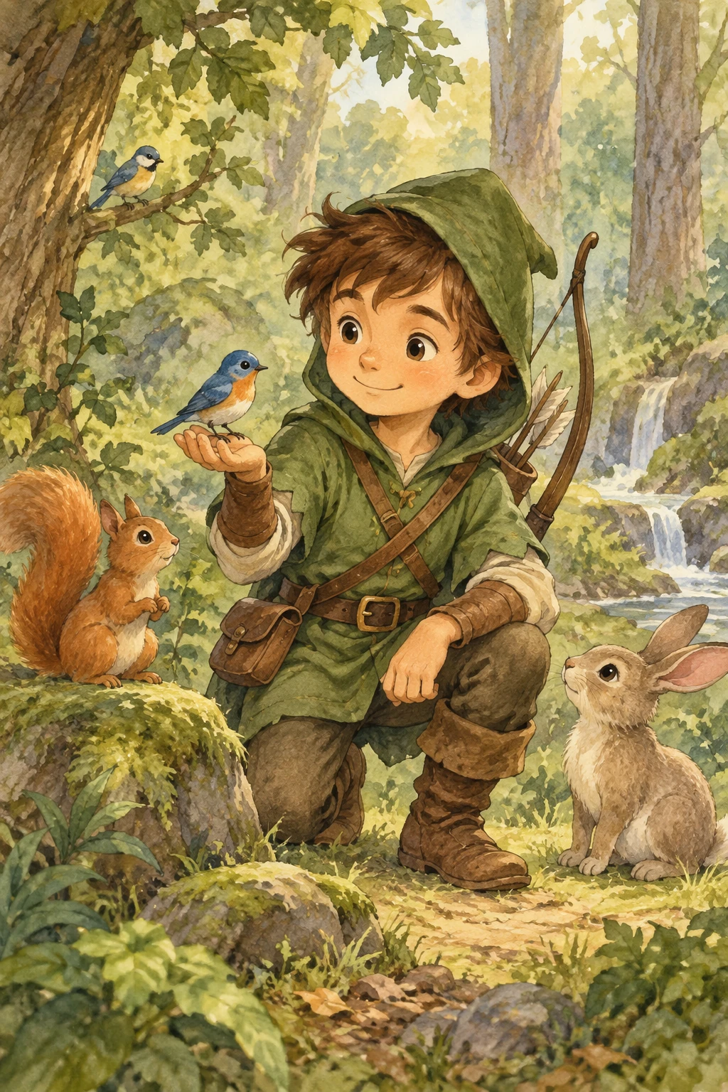 Watercolor Forest Hero For A Children's Book