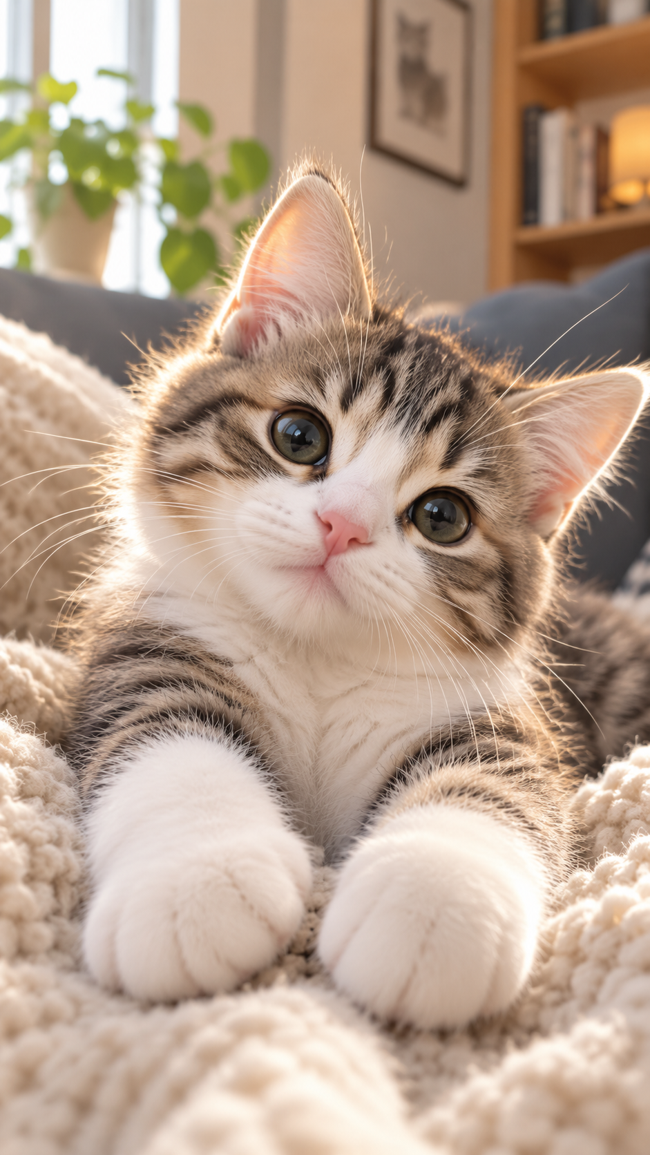 Cozy Tabby Kitten Portrait