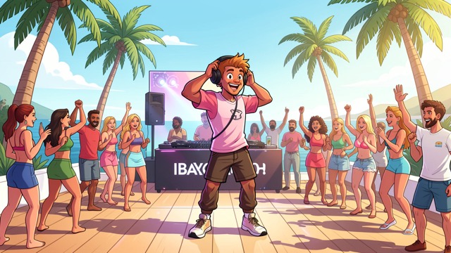 Animated Character at Ibiza Beach Party