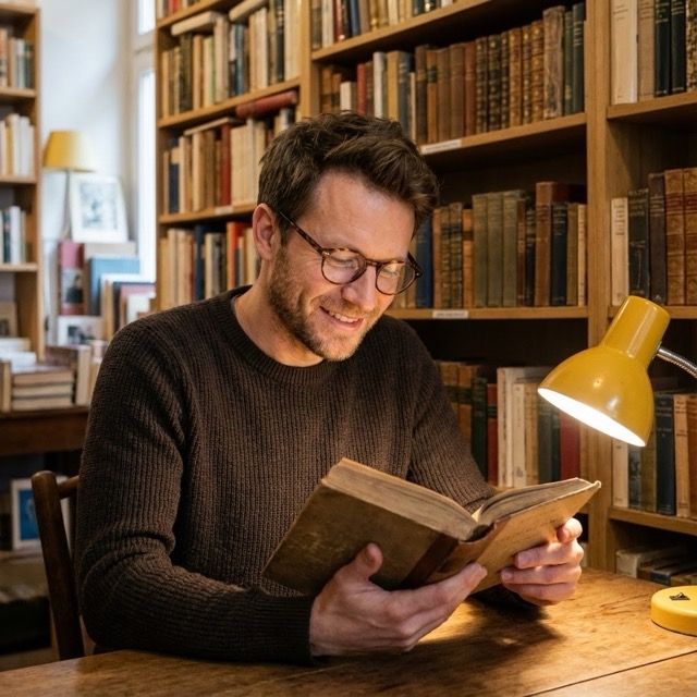 Vintage Bookstore Portrait
