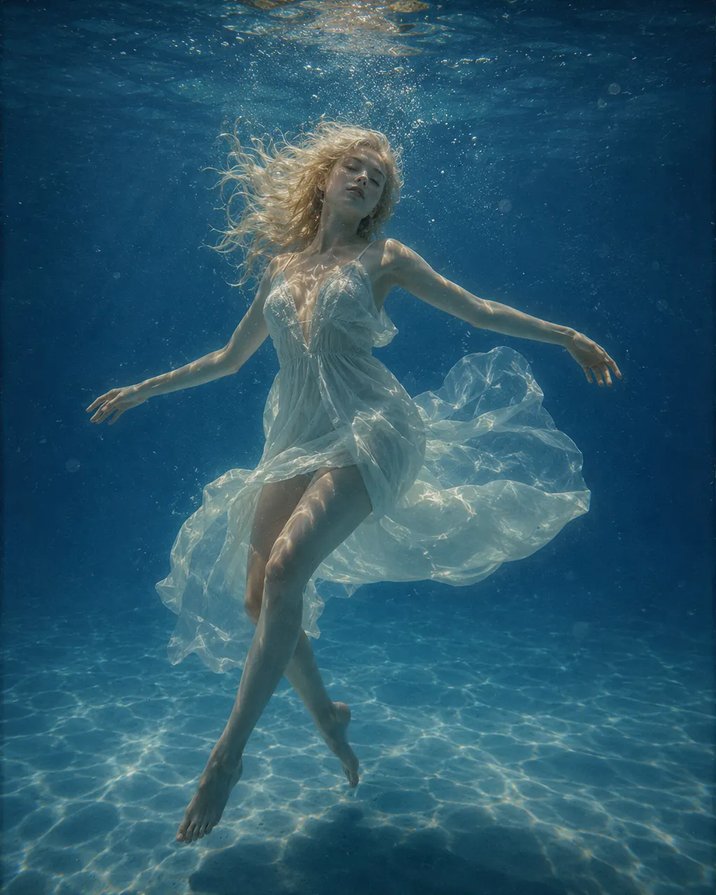 Cinematic Vintage Underwater Portrait
