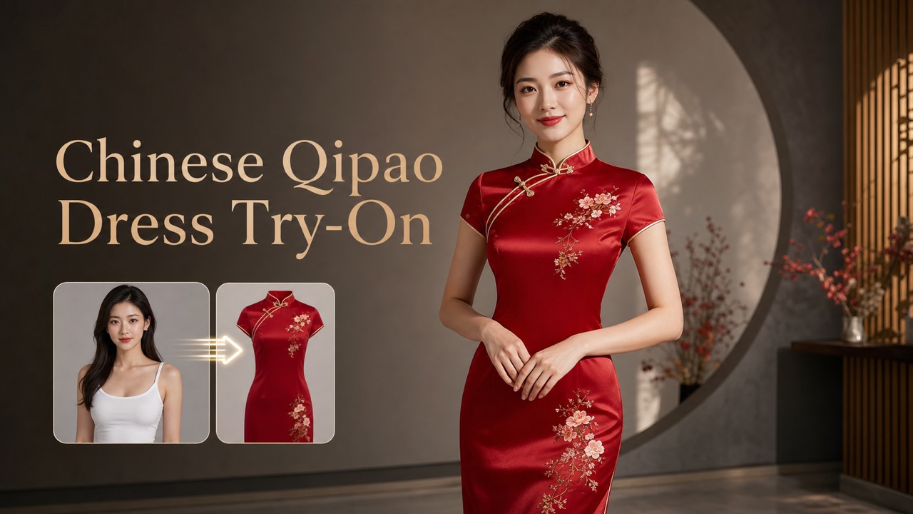 Chinese Qipao Dress Try-On