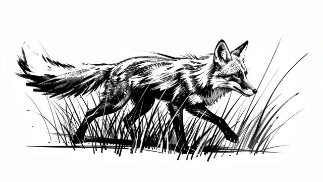 Monochrome Kinetic Fox Sketch