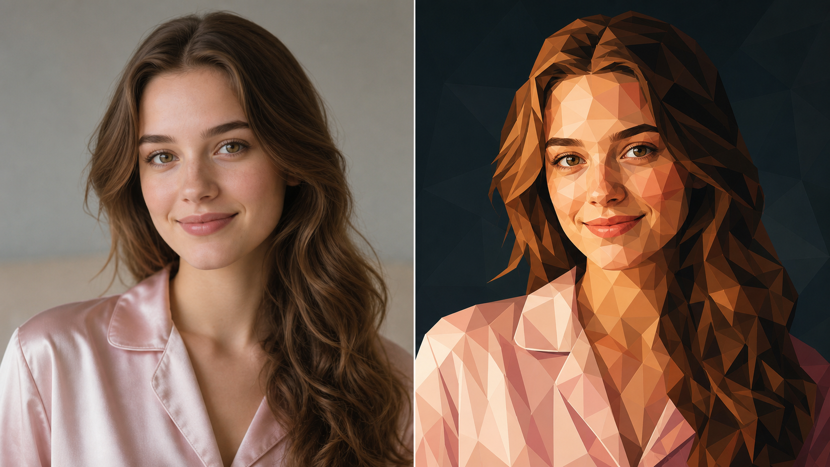 AI Geometric Face Effect for Low Poly Portrait Art