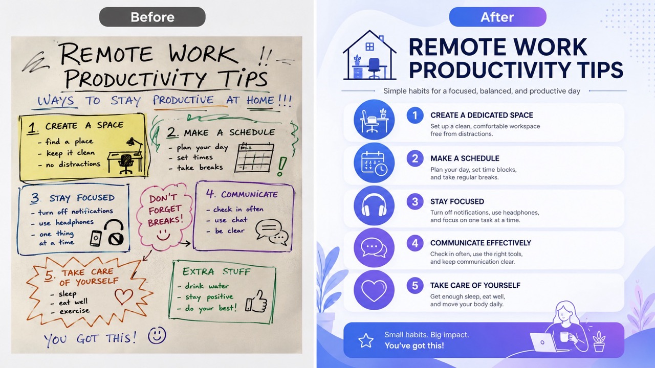 Turn Rough Notes Into Organized Infographics