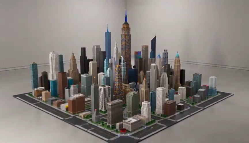 Miniature Toy Block City Assembly