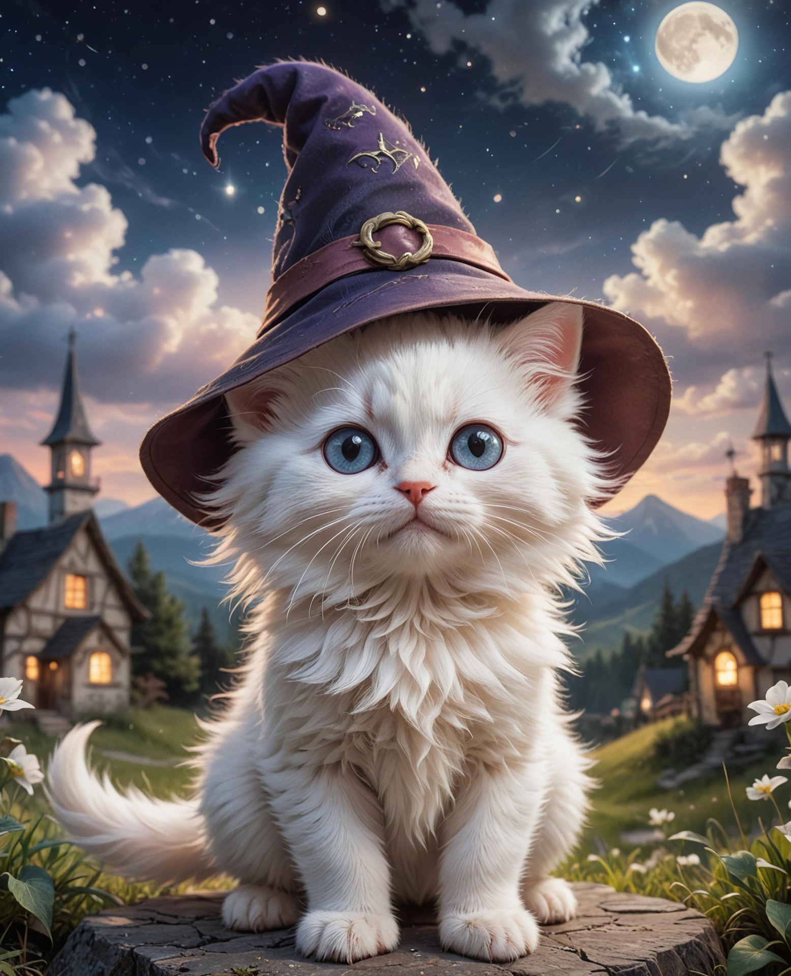 Whimsical Wizard Kitten Portrait