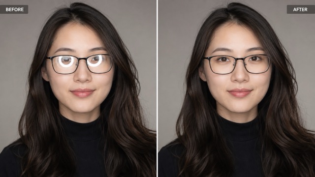 Remove Glare from Photo on Eyeglasses
